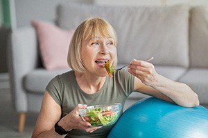 Woman eating a salad