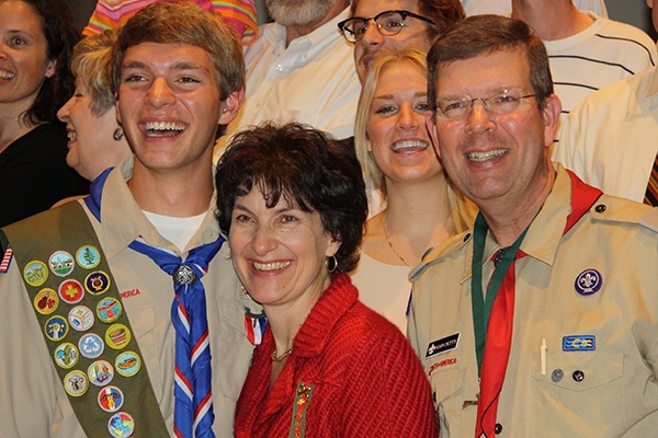 Doctor and family with Eagle Scouts
