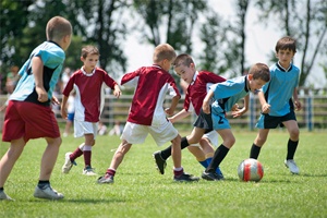 Kids playing soccer