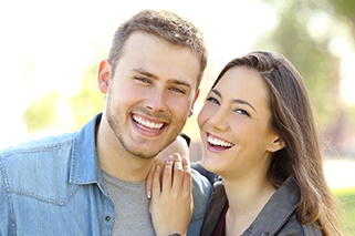 Couple smiling together