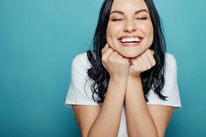 woman smiling after getting teeth whitening in Tullahoma 