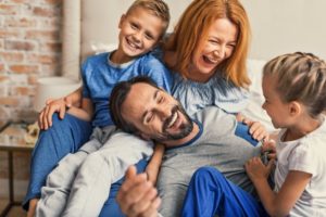 Family smiling together.