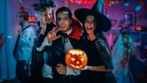 Family at a Halloween party